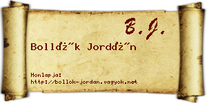 Bollók Jordán névjegykártya